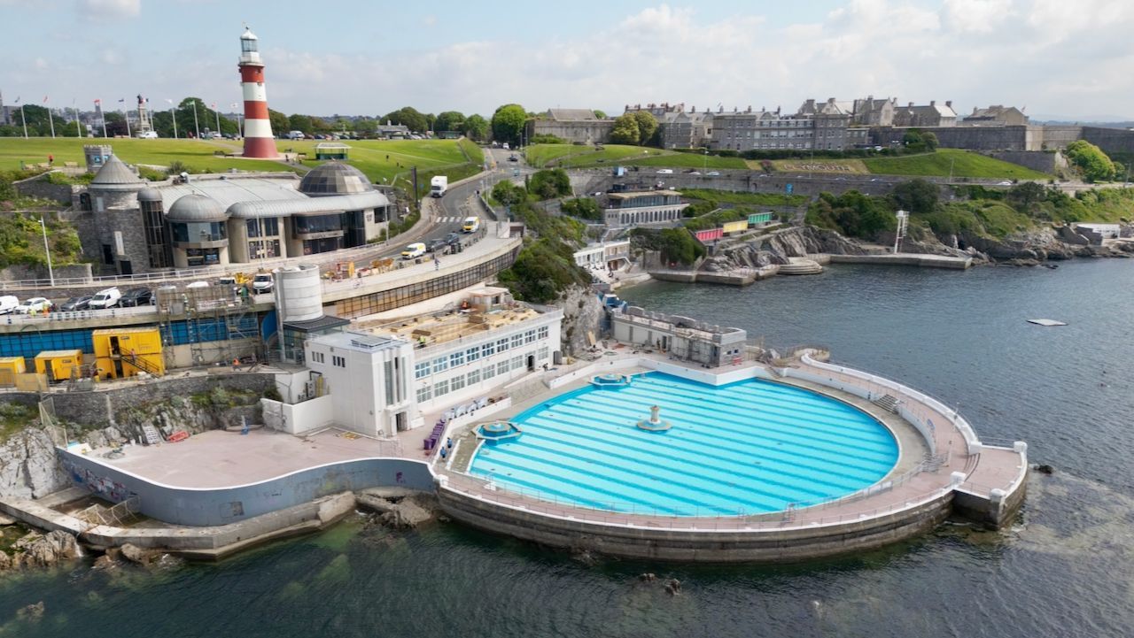 Aerial view of Tinside Lido
