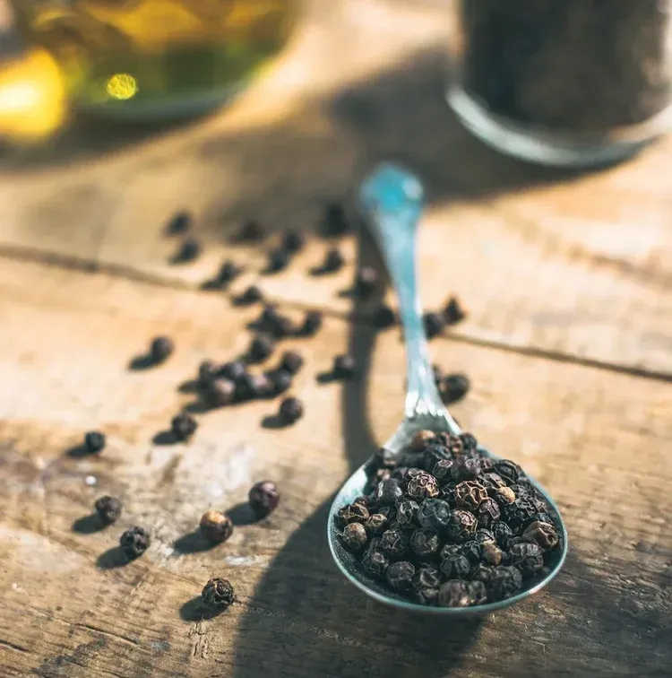 spoon on table with capers