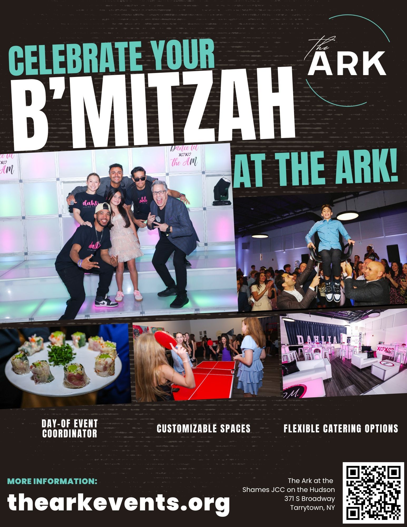 A poster that says celebrate your b mitzah at the ark