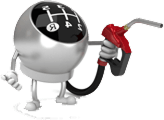 Animated gear shift holding a fuel nozzle, ready to refuel.
