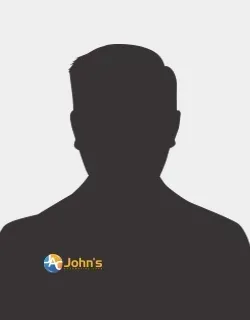 Blue user profile icon on a white background