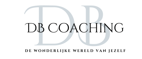 Logo with "DB COACHING" text, and "DE WONDERLIJKE WERELD VAN JEZELF" underneath.