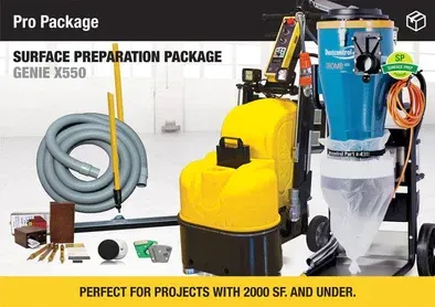 Pro package surface preparation kit with yellow and blue equipment for projects under 2,000 sq ft.