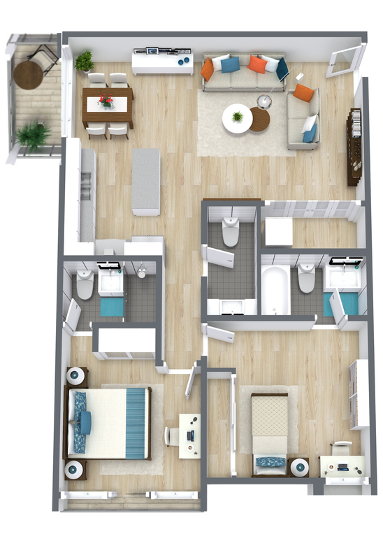 2 Bed, 2.5 Bath | A1