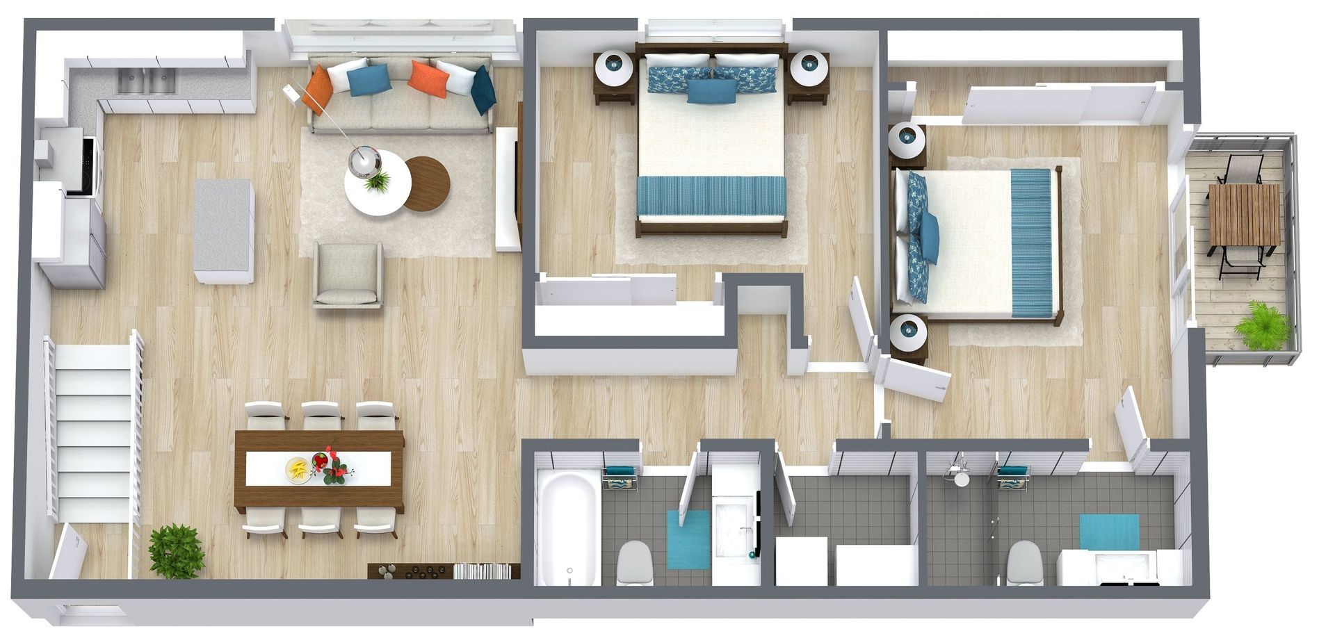 2 Bed, 2 Bath + laundry room | F1