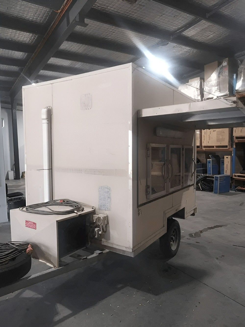 Tan Food Cart Trailer Attached To A Cooling Unit — Messina Air Conditioning & Electrical in Portsmith, QLD
