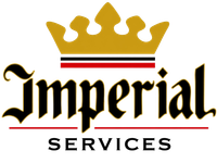 Gold crown above black “Imperial” and “Services” logo with red accent lines