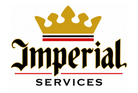 Gold crown above black “Imperial” and “SERVICES” text logo with red accents