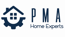 PMA Home Experts logo with blue house and gear icon on white background