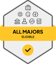 Badge with All Majors Eligible text 