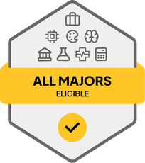 Badge with All Majors Eligible text