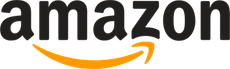 Amazon: Black text with a yellow smile-shaped arrow connecting the