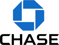 Chase bank: a blue octagon with a white square in the center, and the word