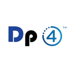 Blue and black “Dp4” logo with a blue dotted circle around the 4 and a small ™ symbol