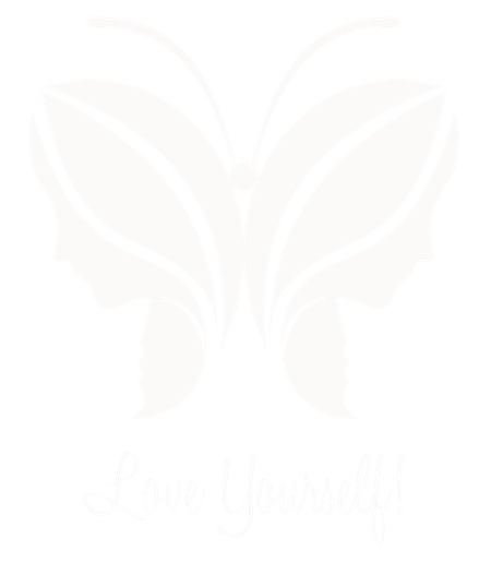 Pink butterfly with a pink-to-orange gradient and the words “Love Yourself!” below.