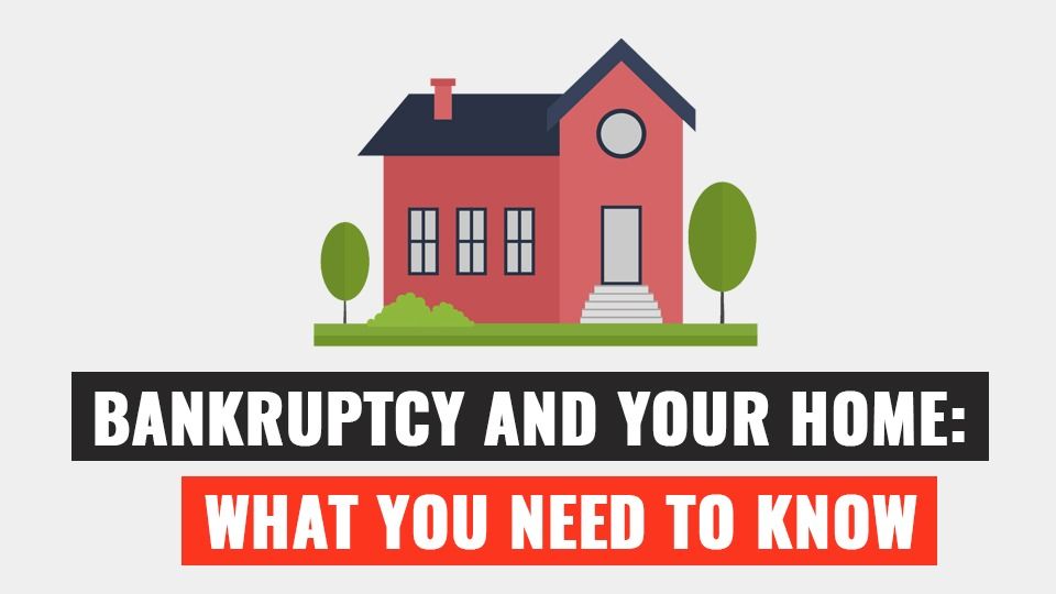 A red house with trees in front of it and the words bankruptcy and your home what you need to know.
