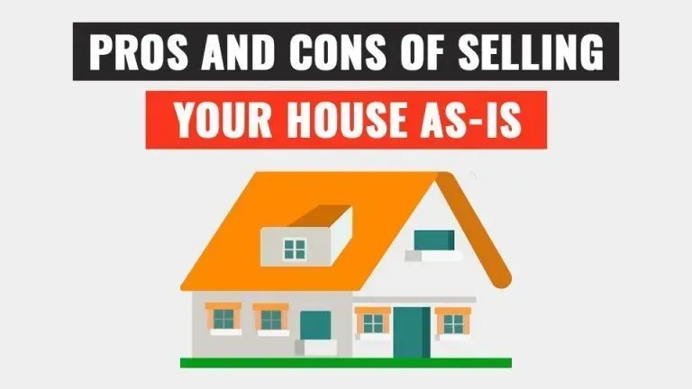 A picture of a house with the words pros and cons of selling your house as-is