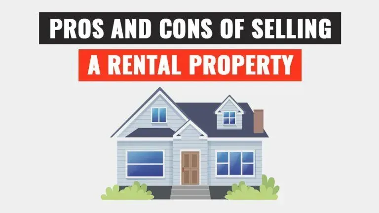 A picture of a house with the words pros and cons of selling a rental property.