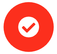 A red circle with a white check mark inside of it.