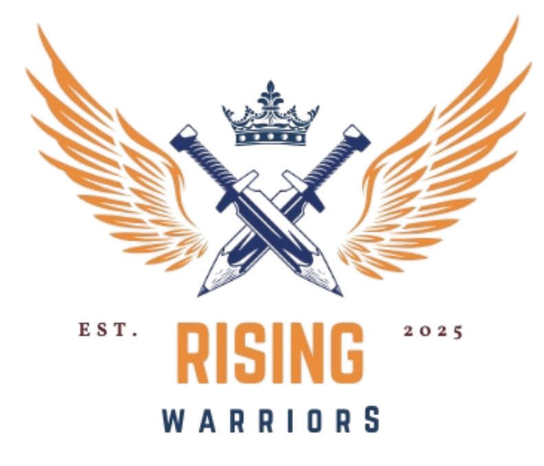 Logo: Crossed swords, crown, wings, 