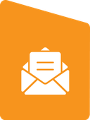 Open envelope with a letter inside; orange background.