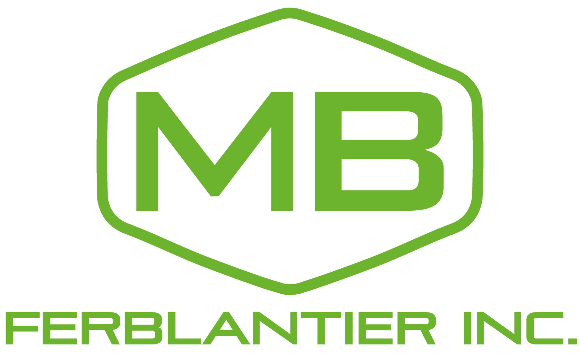 Logo de MB Ferblantier Inc. en vert avec contour hexagonal