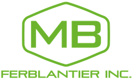 Logo de MB Ferblantier Inc. en vert avec contour hexagonal