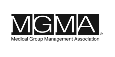 MGMA logo with black stylized letters and the words “Medical Group Management Association” underneath