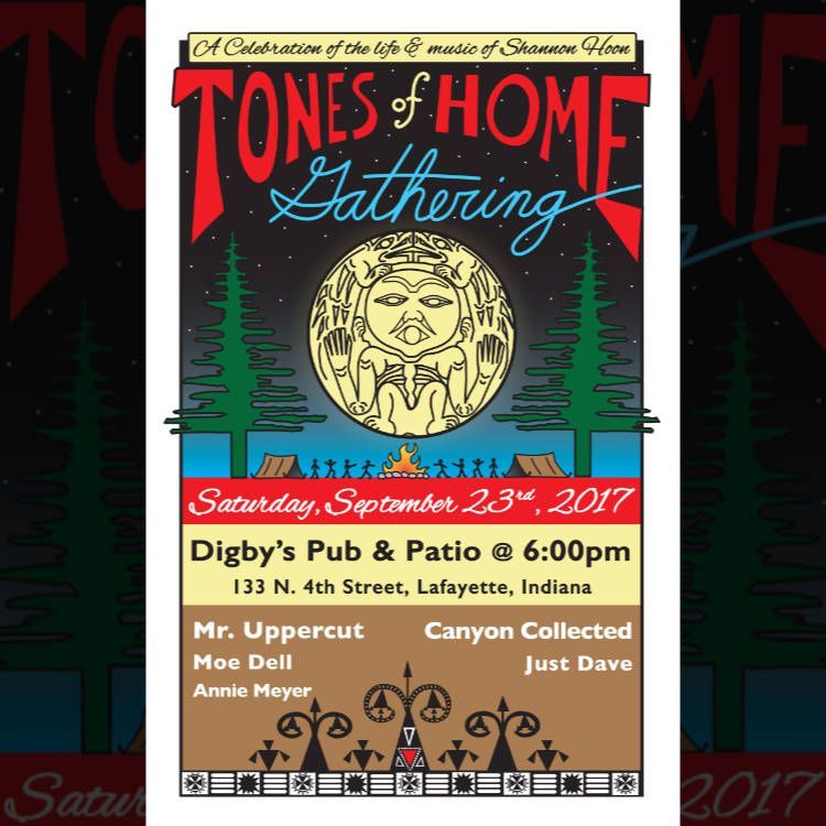 Poster for “Tones of Home Gathering” at Digby’s Pub & Patio, Sept. 23, 2017, with trees and a moonlit scene