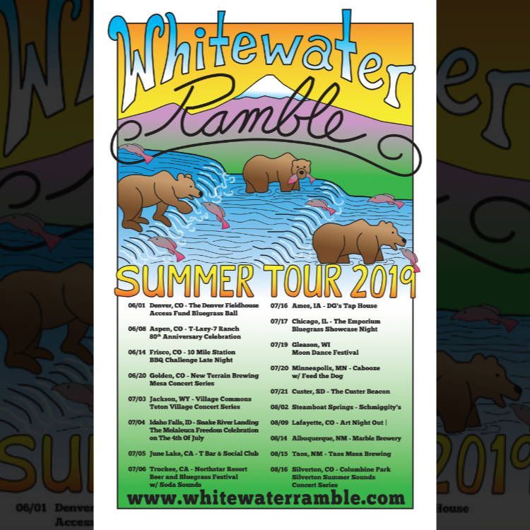 poster illustration for Whitewater Ramble / Summer Tour 2019