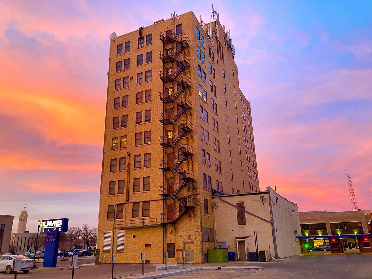 building, architecture, sunset, Salina, Kansas 