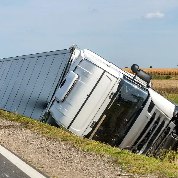 An image showing a tractor-trailer crash scene in Georgia.