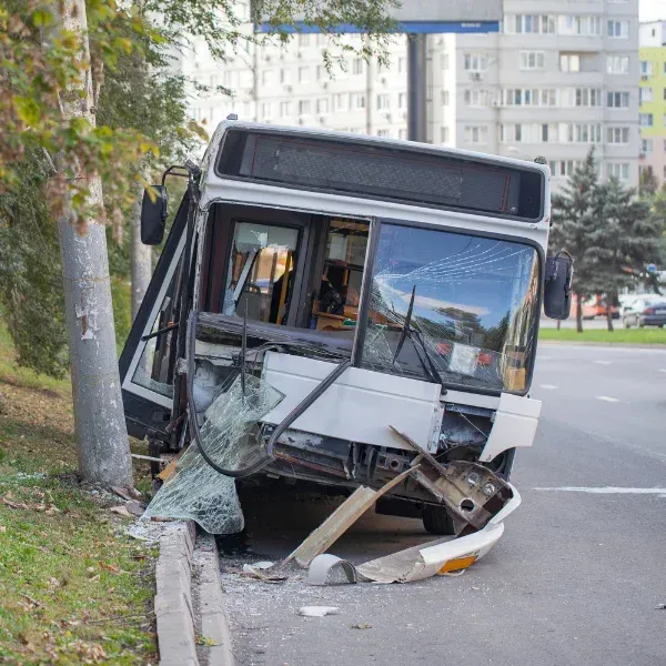 A picture showing a bus crash in Georgia.