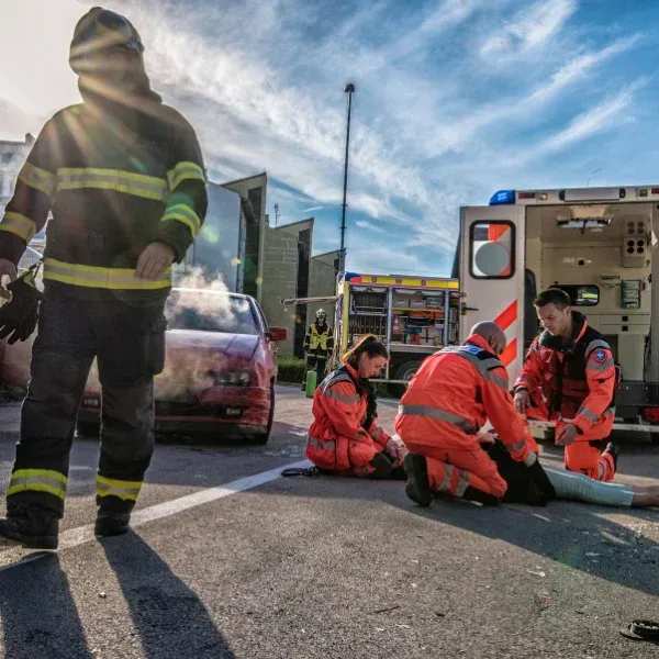 Image showing a truck accident victim recovering with family support in Athens.