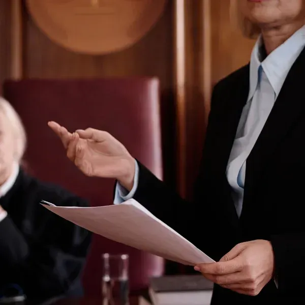 An image of a lawyer representing client rights in an Atlanta truck accident case.