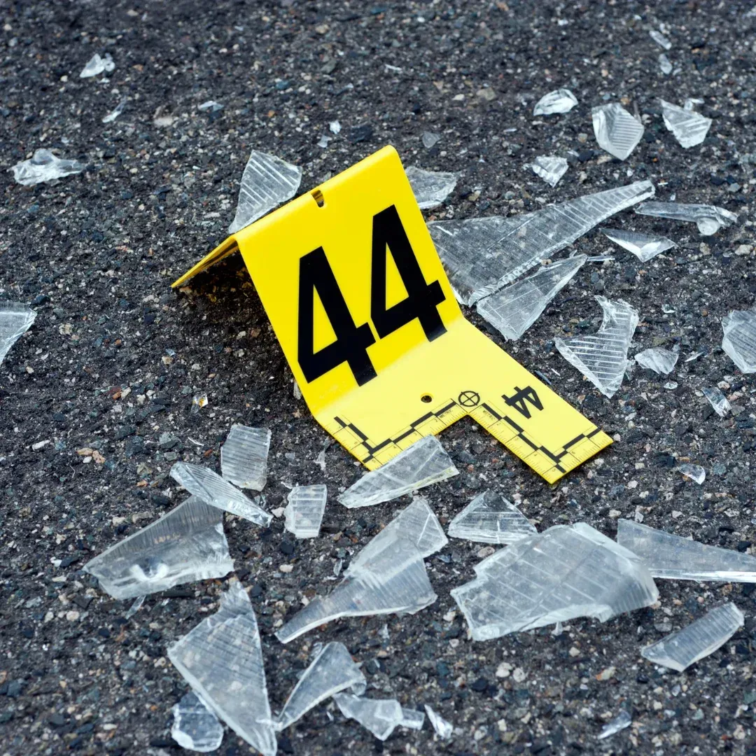 An image showing the documentation of an accident scene with evidence collection.