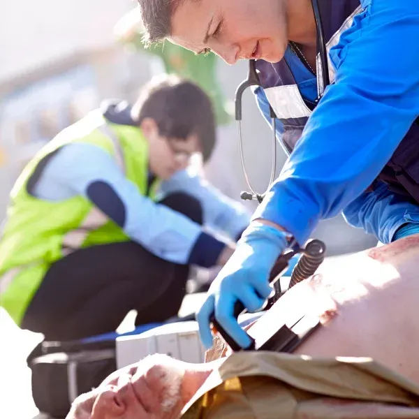 Image showing a truck crash victim getting medical help in Valdosta.