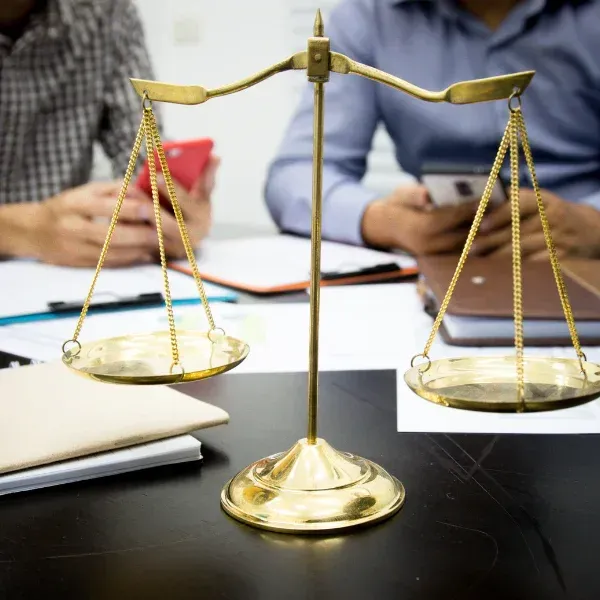 An image of an attorney providing legal representation.