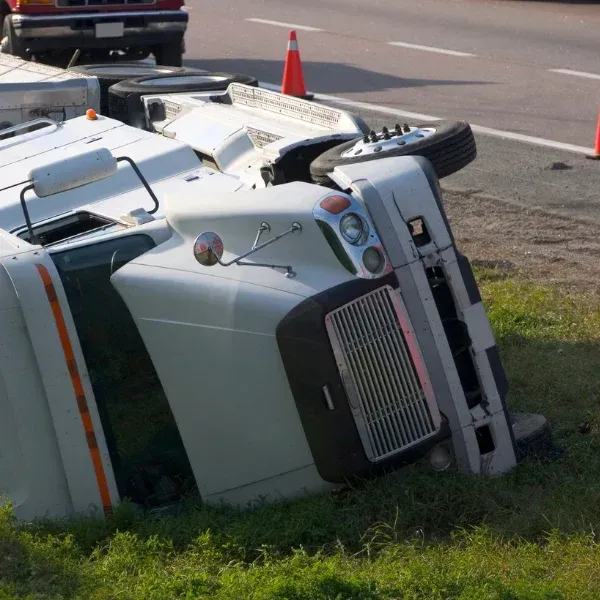 Image showing a delivery truck accident in a Georgia neighborhood.