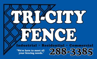 Tri-City Fence Company A tri-city fence logo on a blue background