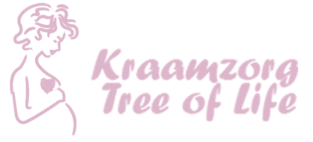 Logo van een zwangere vrouw met de tekst "Kraamzorg Levensboom" in roze.