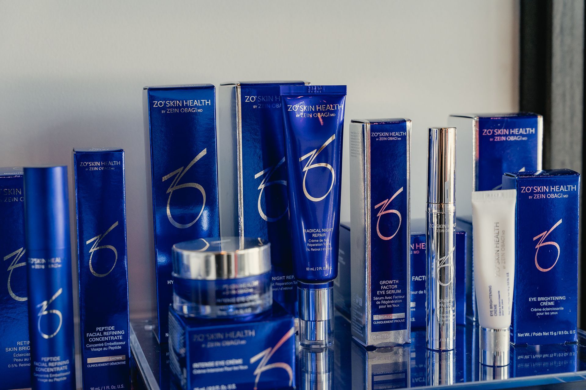 Collection of ZO Skin Health skincare products