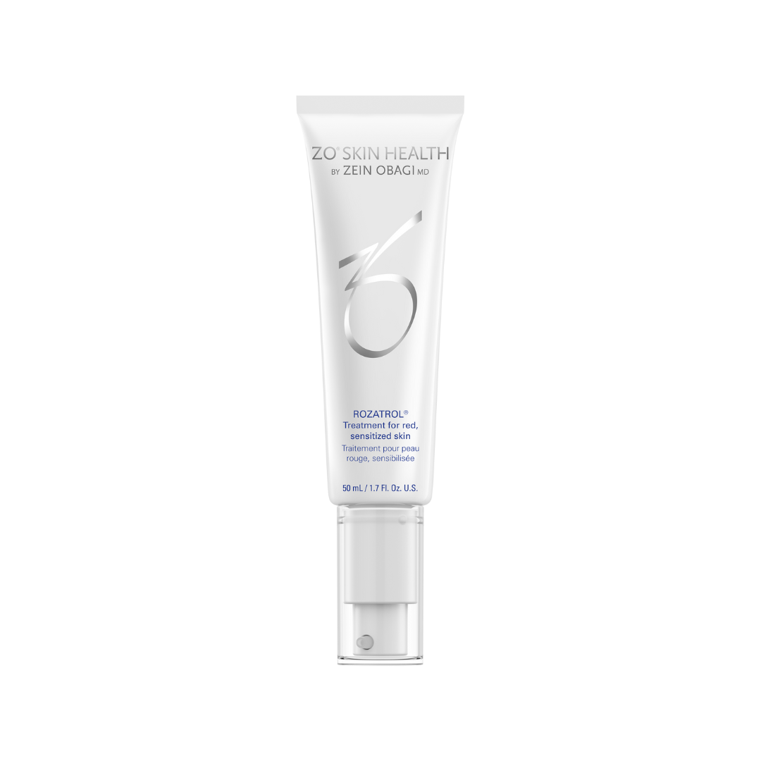 White tube of ZO Skin Health sunscreen with pump dispenser.