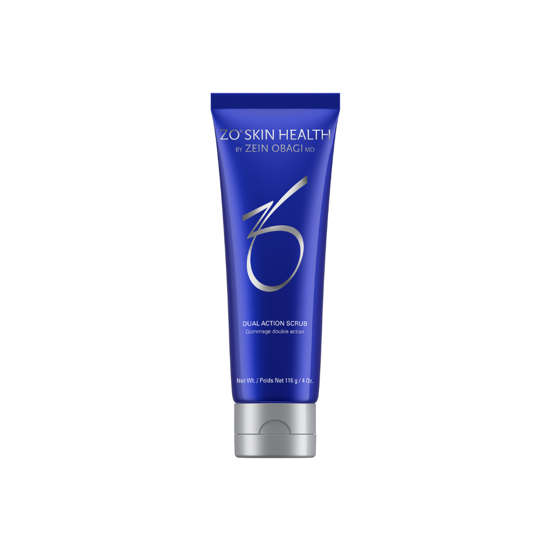 Blue tube of ZO Skin Health exfoliating cleanser.
