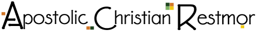 A logo for apostolic christian restmor with a white background
