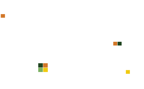 A white background with four squares of different colors on it.