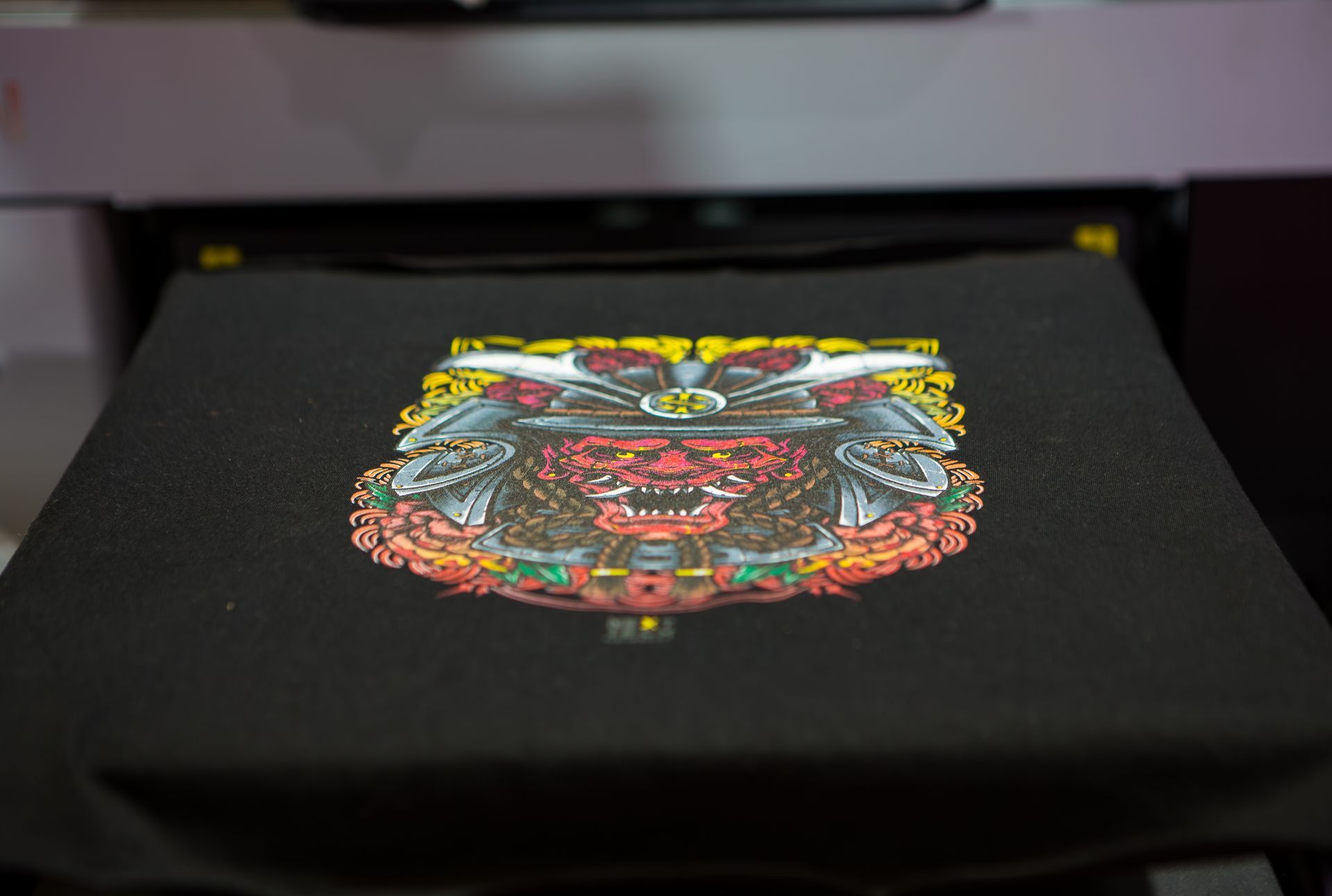 A close-up of a black t-shirt