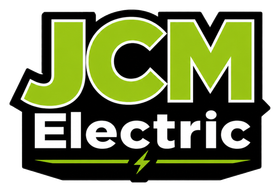 JCM Home Services Electric logo in green, black, and white