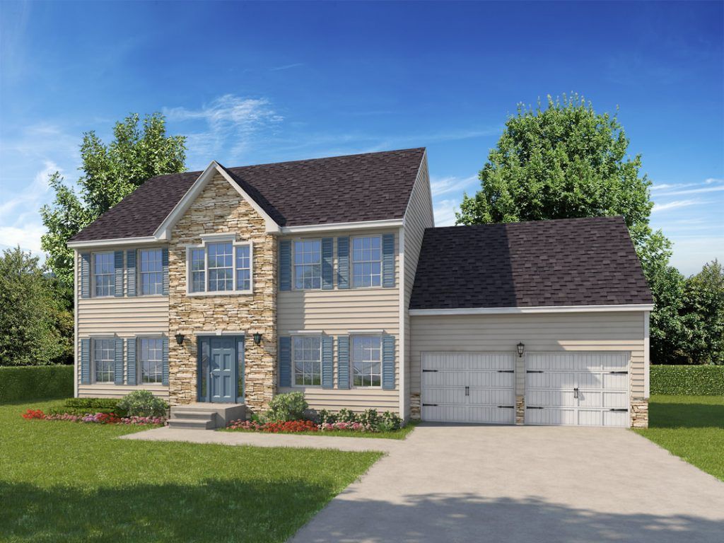 An artist 's impression of a house with a garage