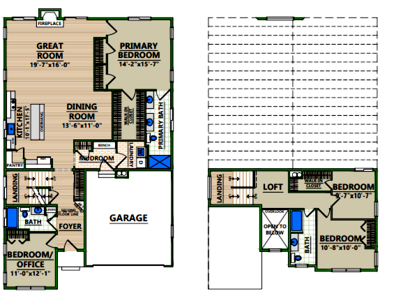 A floor plan of a house with a two car garage